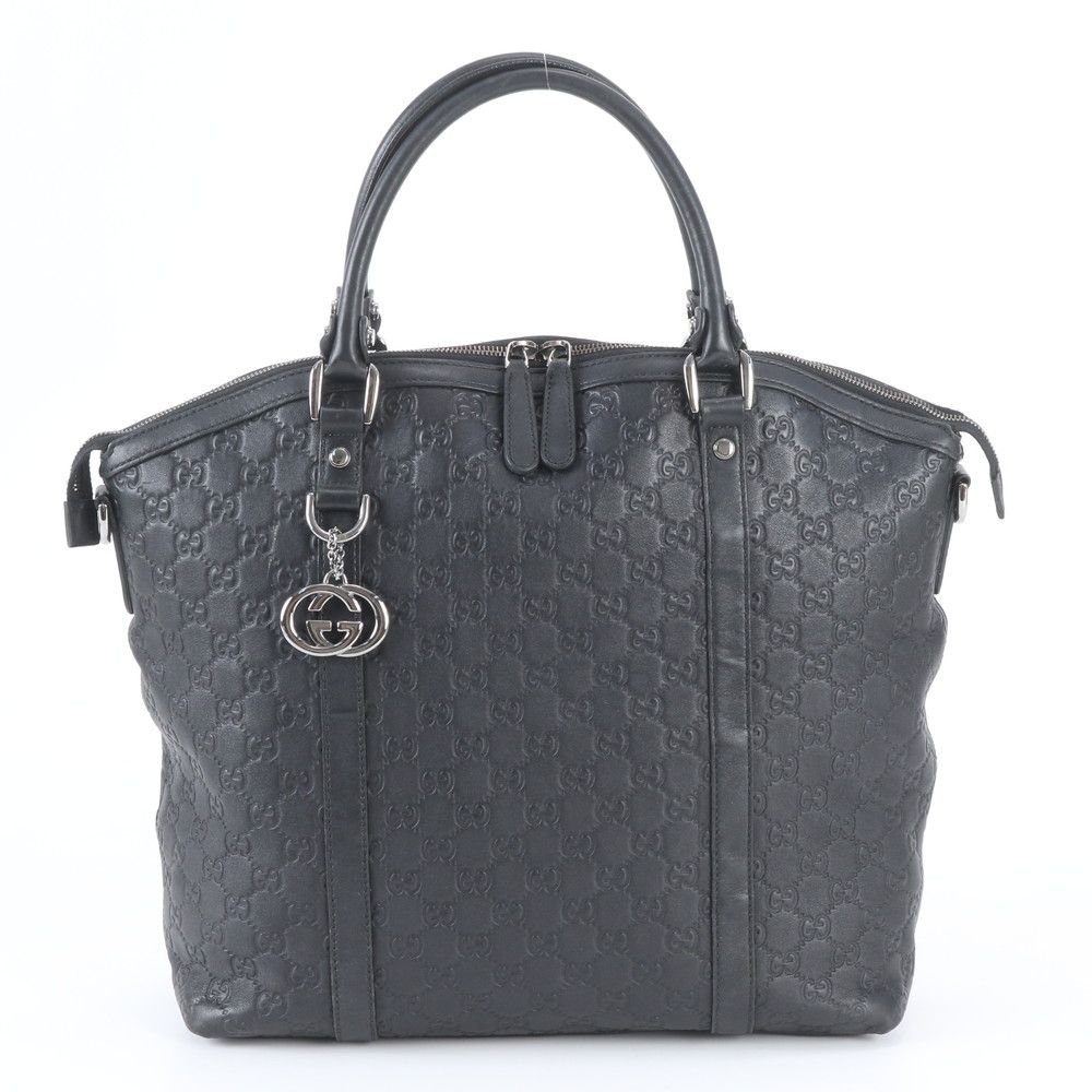 Gucci Guccissima Leather Handbag Tote Black GG