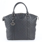 Gucci Guccissima Leather Handbag Tote Black GG