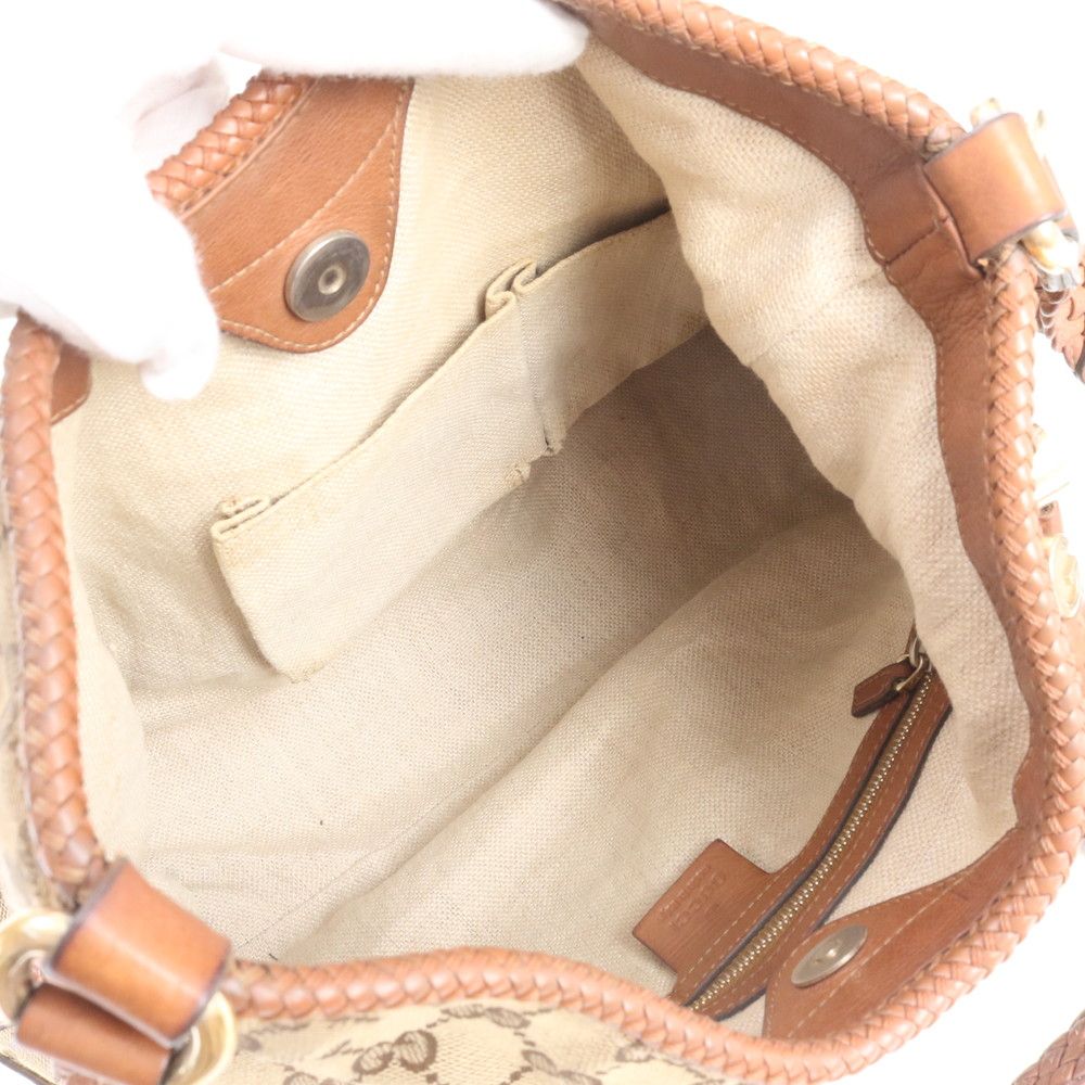 Gucci GG Canvas Marrakech Leather Shoulder Bag Tote Hand — view 7