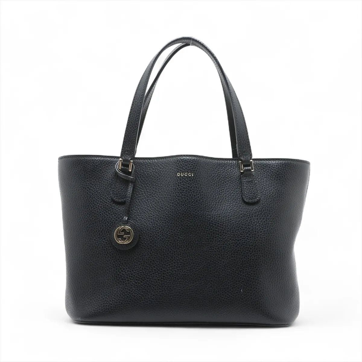 Gucci Interlocking Charm Leather Tote Shoulder Hand Black