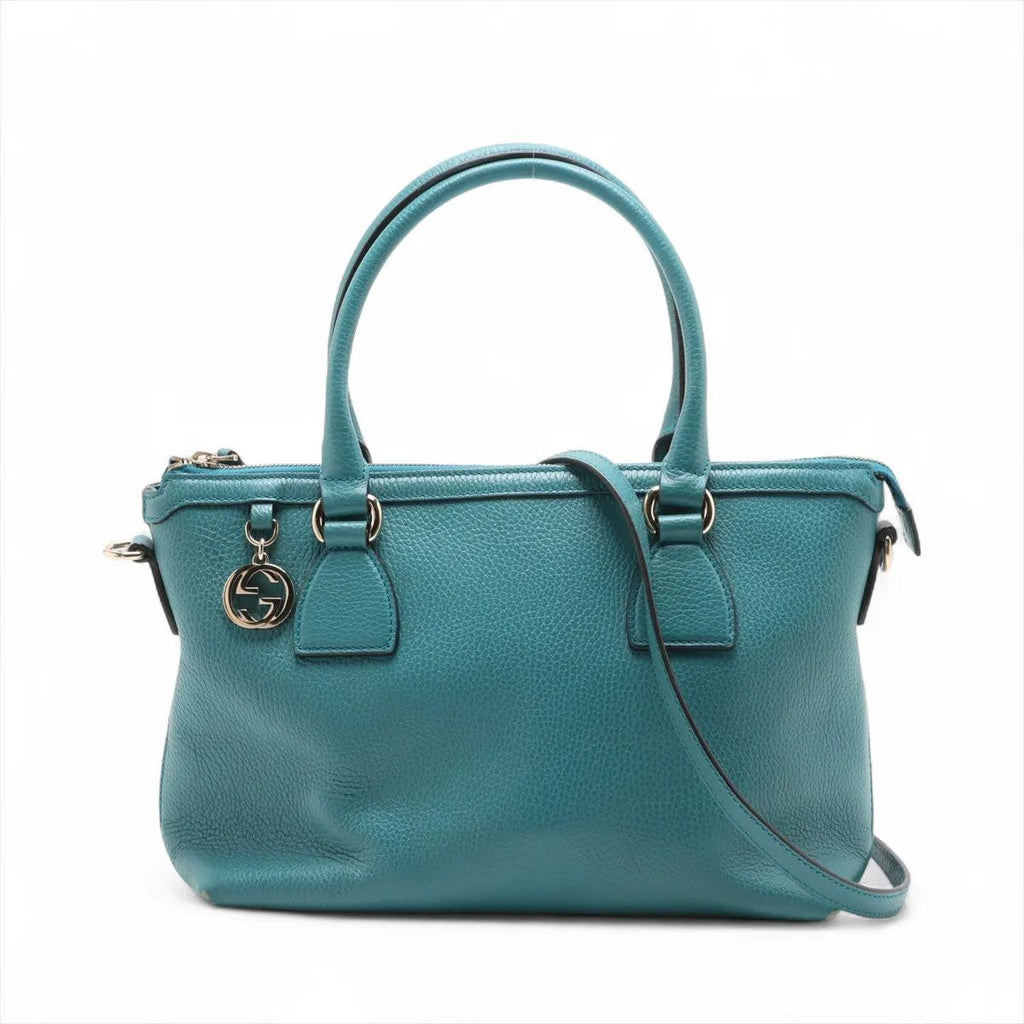 Gucci Interlocking Charm Leather 2-Way Handbag Crossbody Shoulder