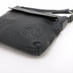 Gucci Interlocking Leather Shoulder Bag Crossbody Messenger Black — view 3