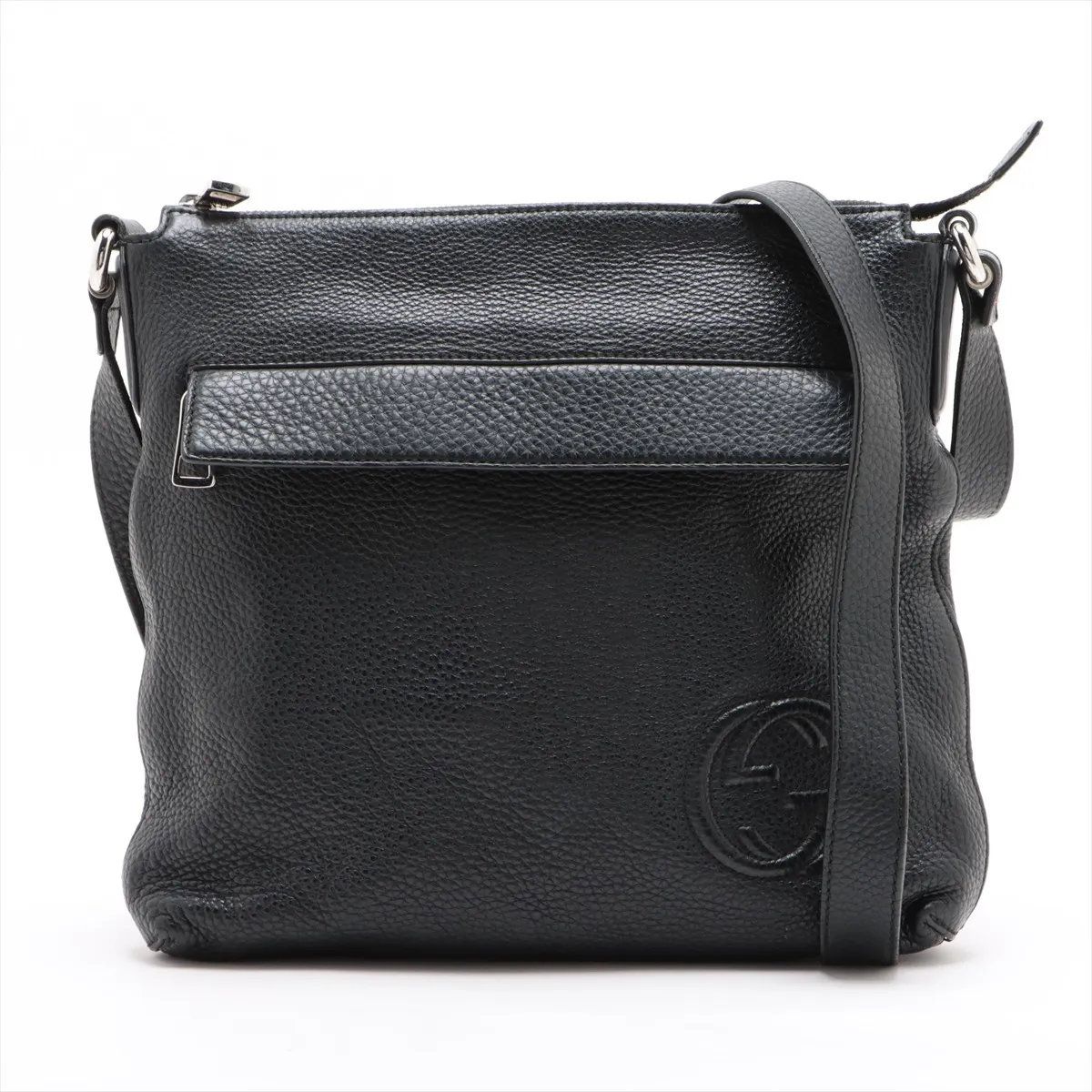 Gucci Interlocking Leather Shoulder Bag Crossbody Messenger Black