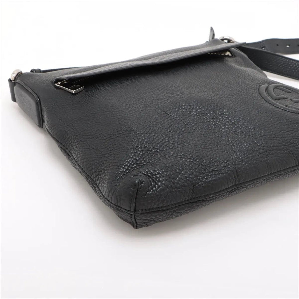 Gucci Interlocking Leather Shoulder Bag Crossbody Messenger Black — view 4