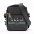 Gucci Print Leather Shoulder Bag Crossbody Messenger Black