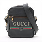 Gucci Print Leather Shoulder Bag Crossbody Messenger Black
