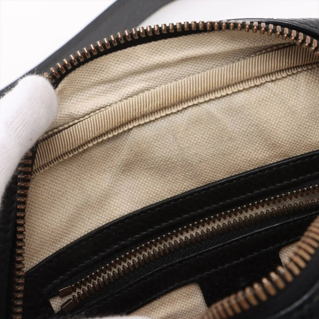 Gucci Print Leather Shoulder Bag Crossbody Messenger Black — view 9