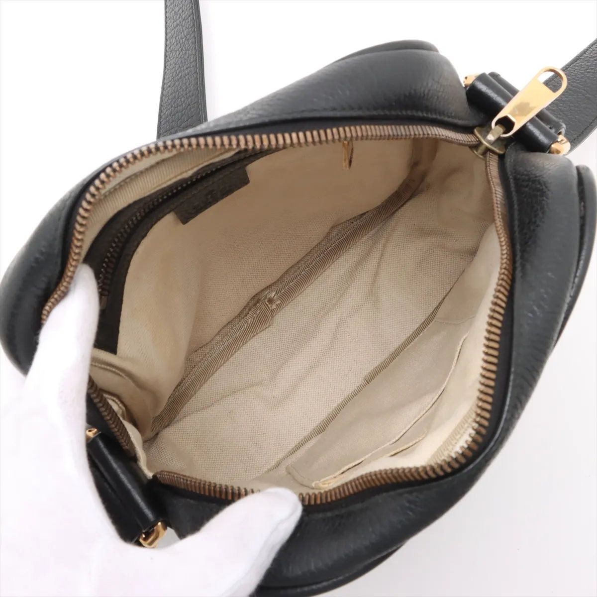 Gucci Print Leather Shoulder Bag Crossbody Messenger Black — view 6