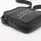 Gucci Print Leather Shoulder Bag Crossbody Messenger Black — view 4