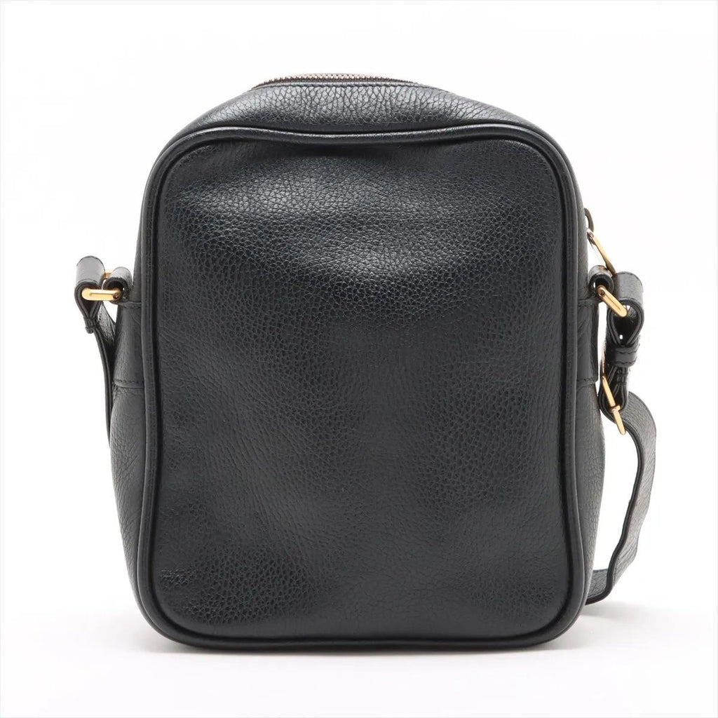 Gucci Print Leather Shoulder Bag Crossbody Messenger Black — view 2