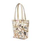 Gucci Logo Chain Motif Mini Tote Bag White Multicolor Nylon Leather