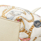 Gucci Logo Chain Motif Mini Tote Bag White Multicolor Nylon Leather