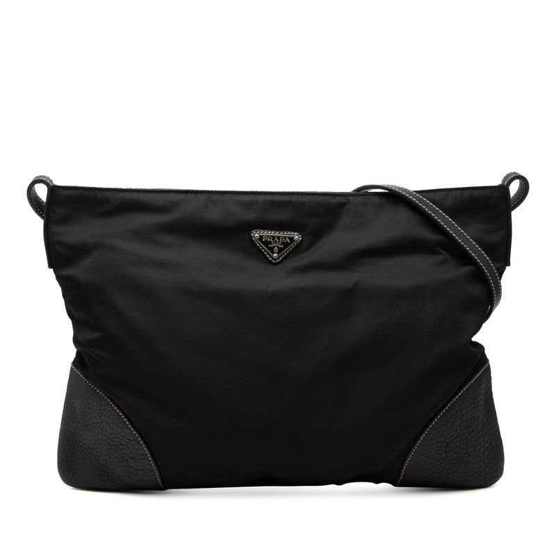 Prada Crossbody Shoulder Bag Black Nylon Leather