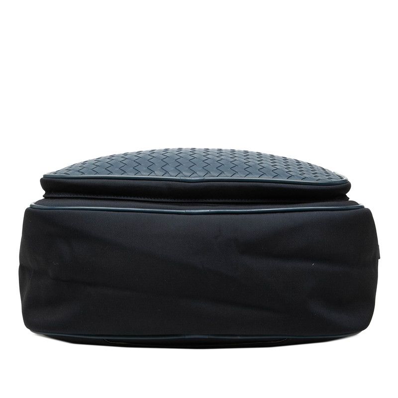 Bottega Veneta Intrecciato Business Travel Bag Navy Leather Canvas
