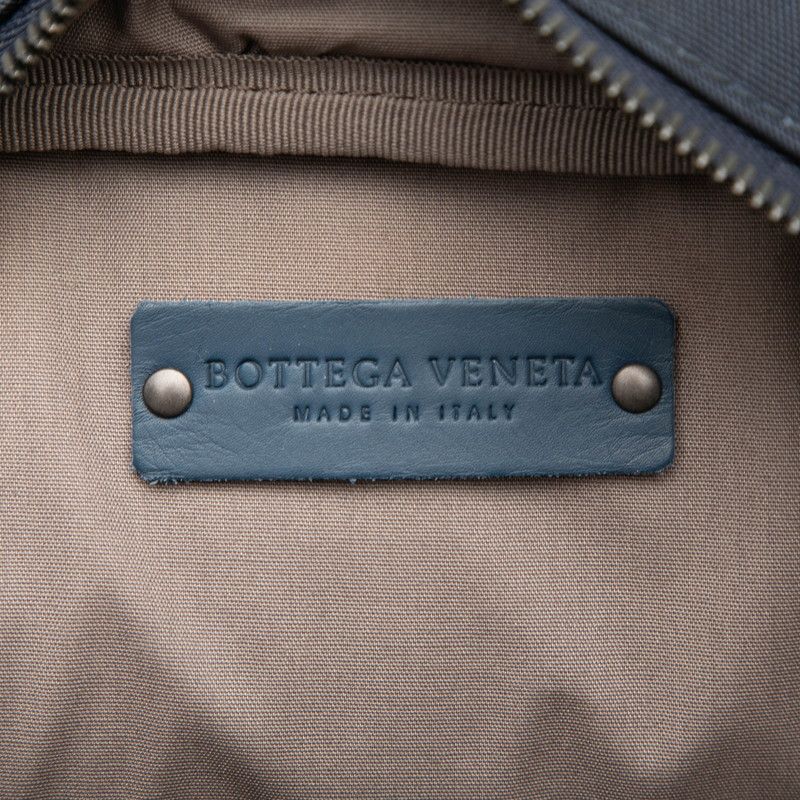 Bottega Veneta Intrecciato Business Travel Bag Navy Leather Canvas