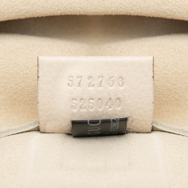 Gucci Logo Print Tote Shoulder Bag Ivory White Leather