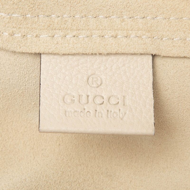 Gucci Logo Print Tote Shoulder Bag Ivory White Leather