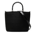 Gucci Bamboo Tote Shoulder Bag 2-Way Black Nylon Leather