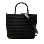 Gucci Bamboo Tote Shoulder Bag 2-Way Black Nylon Leather
