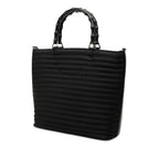 Gucci Bamboo Tote Shoulder Bag 2-Way Black Nylon Leather
