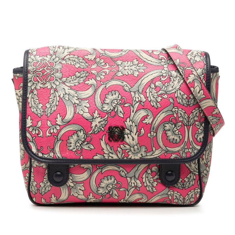 Loewe Anagram Crossbody Shoulder Bag Pink Multicolor Leather