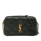 Saint Laurent YSL Logo Becky Double Zip Pouch Crossbody Chain Shoulder