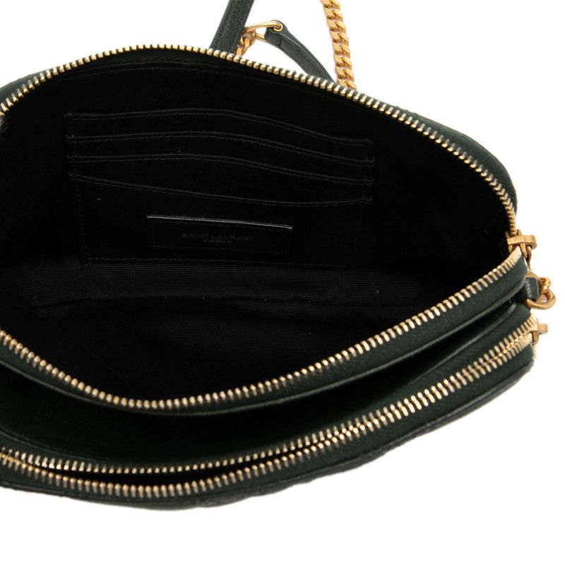 Saint Laurent YSL Logo Becky Double Zip Pouch Crossbody Chain Shoulder