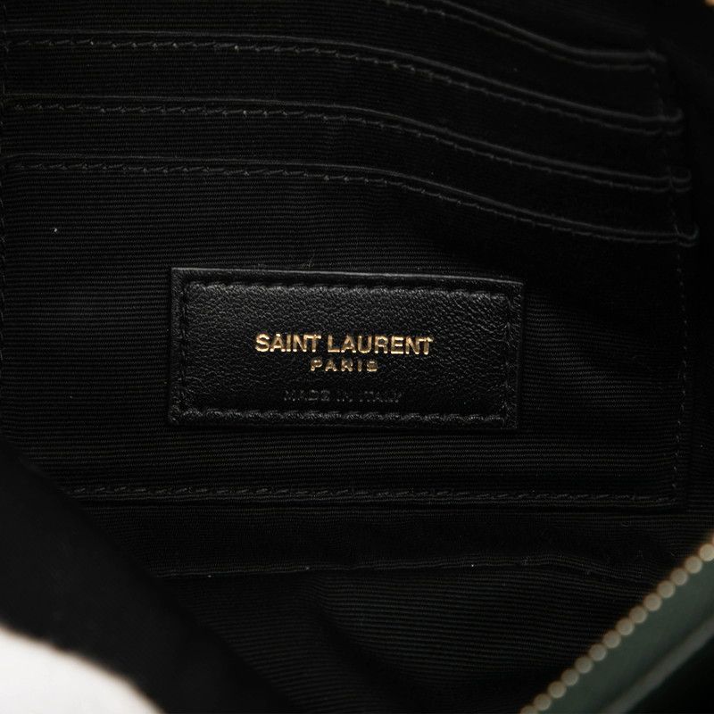 Saint Laurent YSL Logo Becky Double Zip Pouch Crossbody Chain Shoulder
