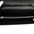Saint Laurent Star YSL Logo Chain Shoulder Bag Wallet Black Leather