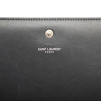 Saint Laurent Star YSL Logo Chain Shoulder Bag Wallet Black Leather