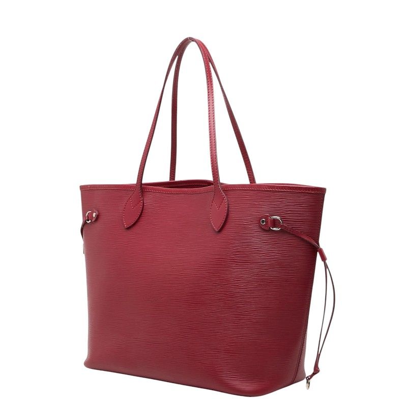 Louis Vuitton Epi Neverfull MM Tote Shoulder Bag Fuchsia Wine Red Leather