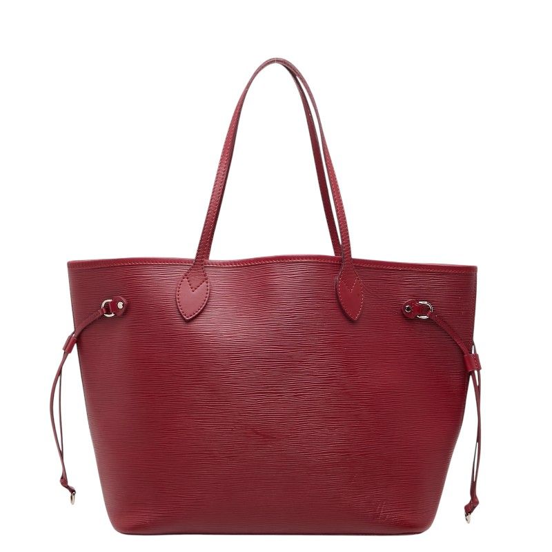 Louis Vuitton Epi Neverfull MM Tote Shoulder Bag Fuchsia Wine Red Leather