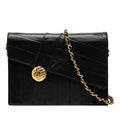Chanel CC Logo Chain Flap Shoulder Bag Black Lambskin