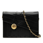 Chanel CC Logo Chain Flap Shoulder Bag Black Lambskin