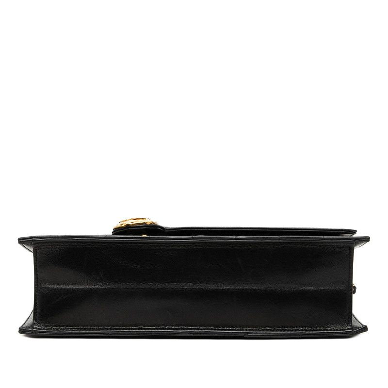 Chanel CC Logo Chain Flap Shoulder Bag Black Lambskin