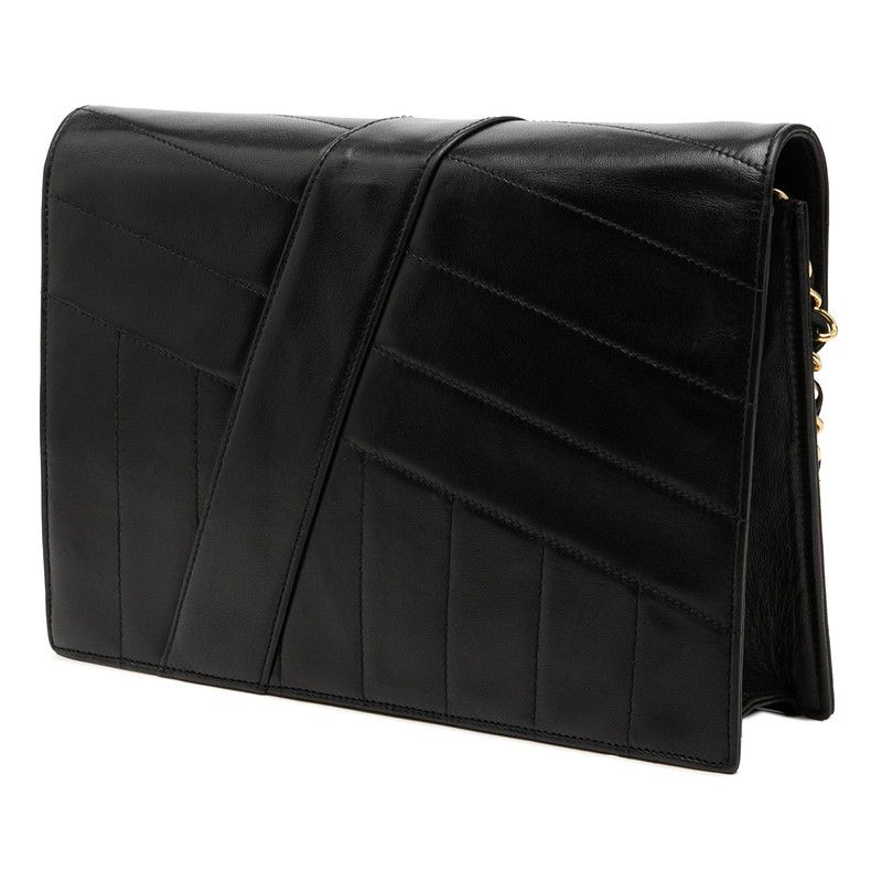 Chanel CC Logo Chain Flap Shoulder Bag Black Lambskin