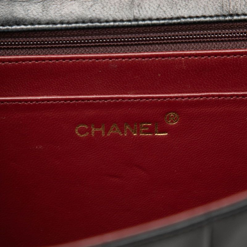 Chanel CC Logo Chain Flap Shoulder Bag Black Lambskin