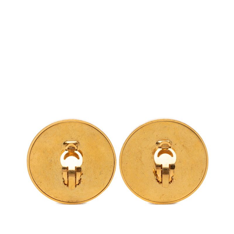 Chanel CC Logo Round Earrings Gold Plated