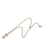 Chanel CC Logo Heart Flower Pendant Gold Plated Faux Pearl Stone