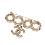 Chanel CC Logo Coco Brooch Gold Plated Faux Pearl