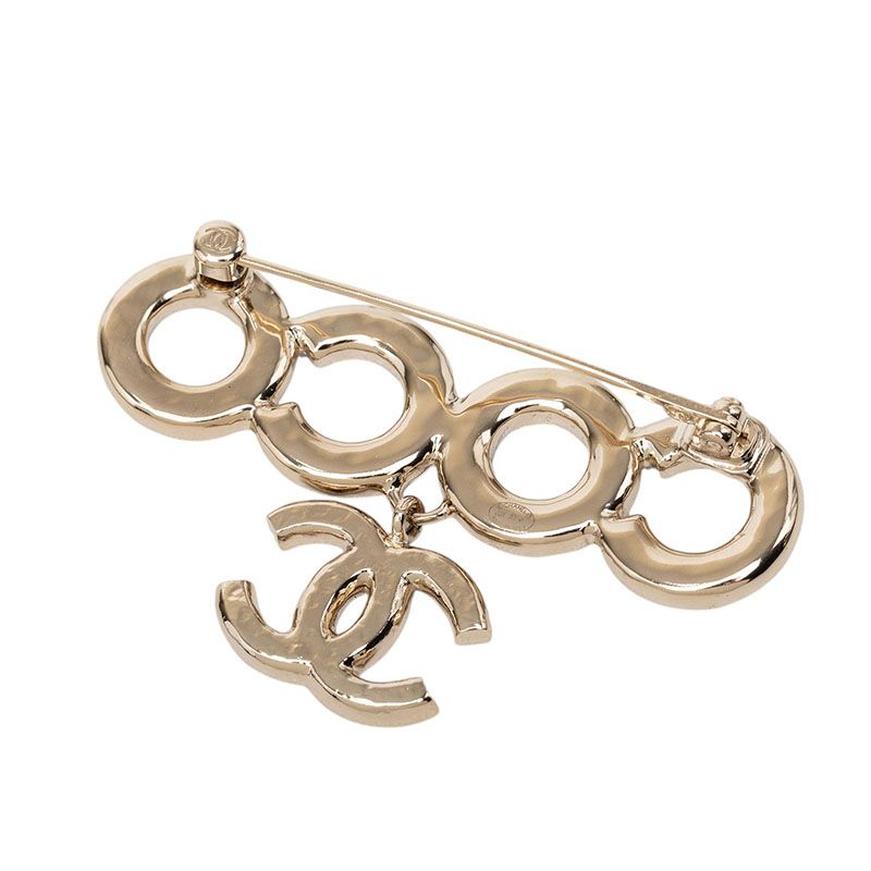 Chanel CC Logo Coco Brooch Gold Plated Faux Pearl