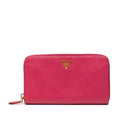 Prada Saffiano Zip Around Wallet Pink Leather