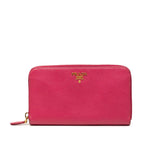 Prada Saffiano Zip Around Wallet Pink Leather