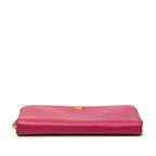 Prada Saffiano Zip Around Wallet Pink Leather