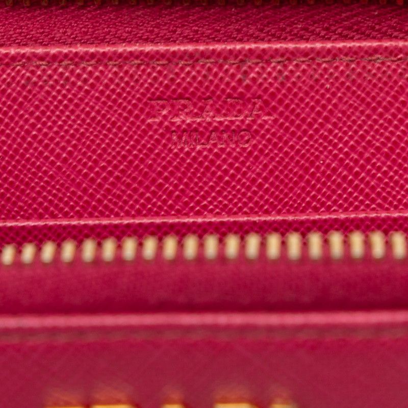 Prada Saffiano Zip Around Wallet Pink Leather