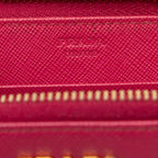 Prada Saffiano Zip Around Wallet Pink Leather