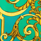 Hermes Carre 90 les Tuileries Roulis Park Scarf Green Gold Silk