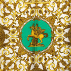 Hermes Carre 90 les Tuileries Roulis Park Scarf Green Gold Silk