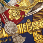 Hermes Carre 90 Grand Uniforme Scarf Navy Multicolor Silk