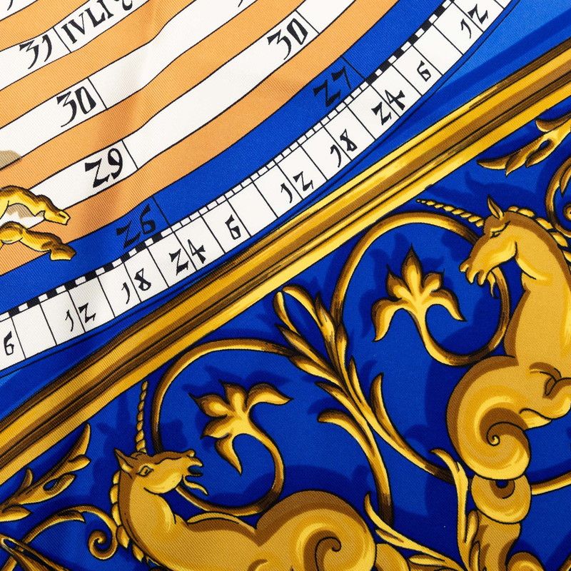 Hermes Carre 90 Dies Et Hore Astrology Scarf Blue Multicolor Silk